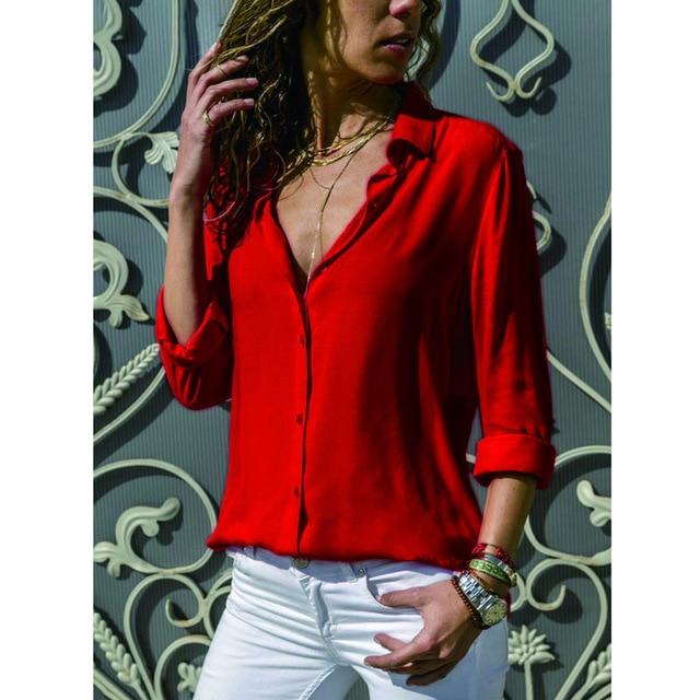Spring Autumn 2020 Casual Blouse Long Sleeve Elegant Women Tops Single Row Button Women Clothes Streetwear Women Black Red Shirt