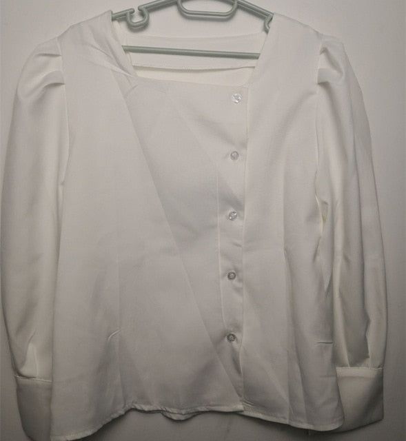 HziriP Gentle 2020 Square Collar All-Match Lantern Sleeves Casual High Quality Loose Office Lady Stylish Brief Women Shirts