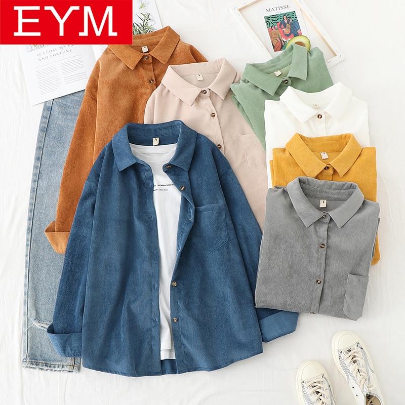 Corduroy Shirt Women 2020 Spring New Casual Lady Long Sleeve Blouse Solid Color Loose Blouses Female Elegant High Quality Tops