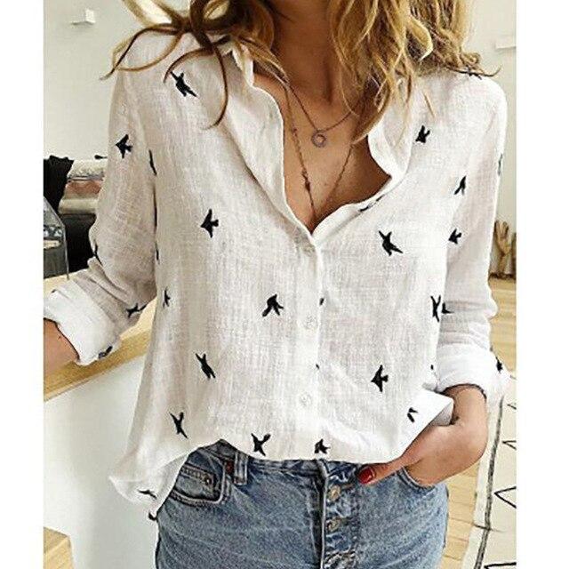 Womens Blouses Spring Autumn Tops Leisure White Shirts Button V Neck Cardigan Top Loose Long Sleeve Oversized Shirt Blusas