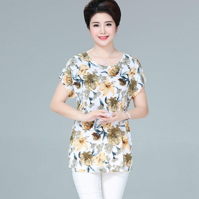 XL-5XL Women Summer Style Casual Blouses Flor Clothing Plus Size Short Sleeve Floral Blusas Shirt Women's Tops Russia 56