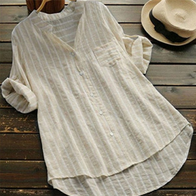 New Fashion Women Star V-Neck Blouse Shirt Long Sleeve Female Sexy Tee Tops Women Cotton Shirt Blusas Feminine Blouses Plus size