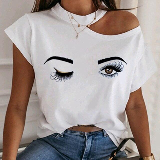 Sexy Off Shoulder Halter Women Shirt Blouse Elegant Off Shoulder Print Shirts Casual Female Summer Short Sleeve Basic Tops Blusa
