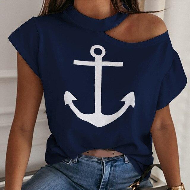Sexy Off Shoulder Halter Women Shirt Blouse Elegant Off Shoulder Print Shirts Casual Female Summer Short Sleeve Basic Tops Blusa