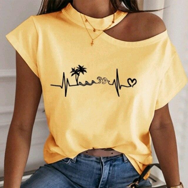Sexy Off Shoulder Halter Women Shirt Blouse Elegant Off Shoulder Print Shirts Casual Female Summer Short Sleeve Basic Tops Blusa
