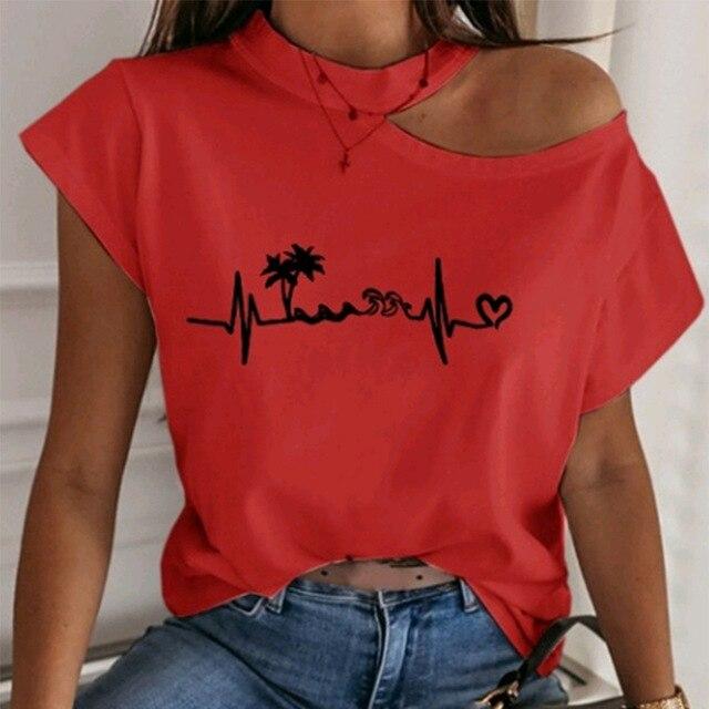 Sexy Off Shoulder Halter Women Shirt Blouse Elegant Off Shoulder Print Shirts Casual Female Summer Short Sleeve Basic Tops Blusa