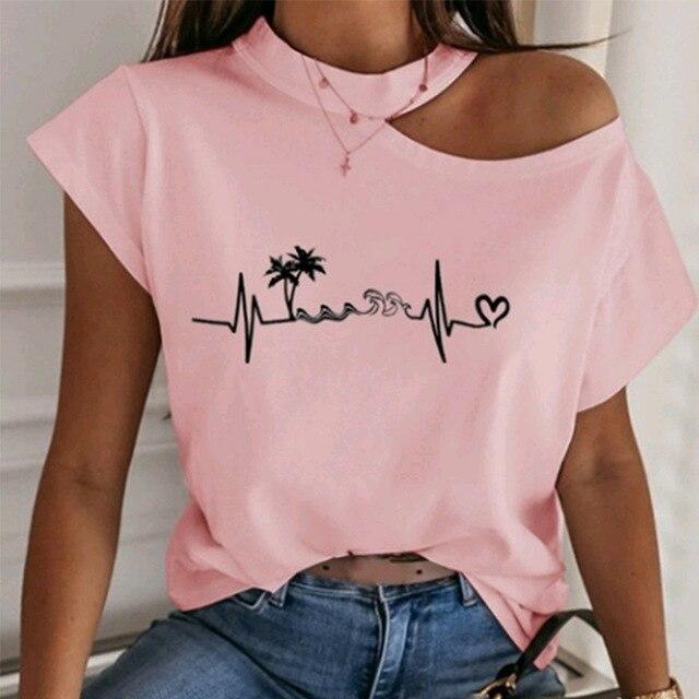 Sexy Off Shoulder Halter Women Shirt Blouse Elegant Off Shoulder Print Shirts Casual Female Summer Short Sleeve Basic Tops Blusa
