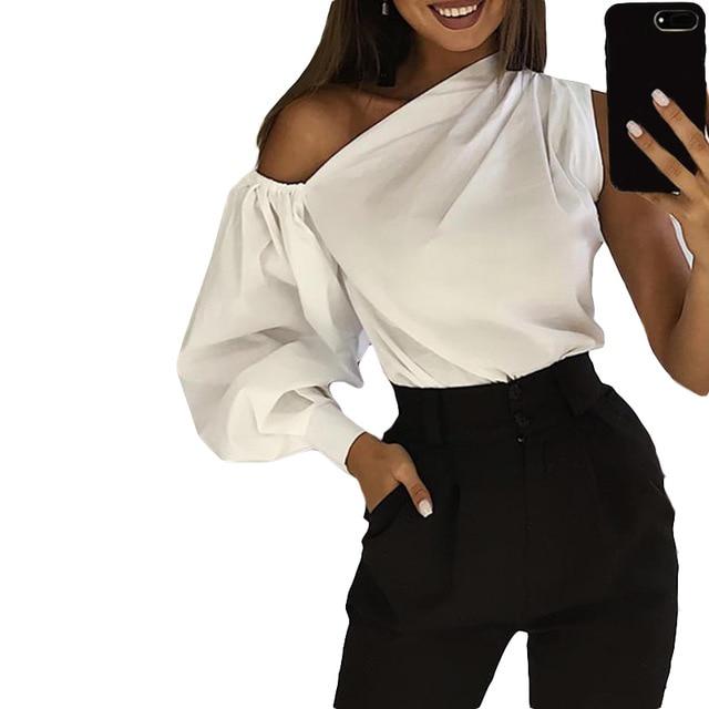 2020 Celmia Women Fashion Long Sleeve Shirts Plus Size Solid Cold Shoulder Blouses Casual Loose Tops Ladies Elegant Work Blusas
