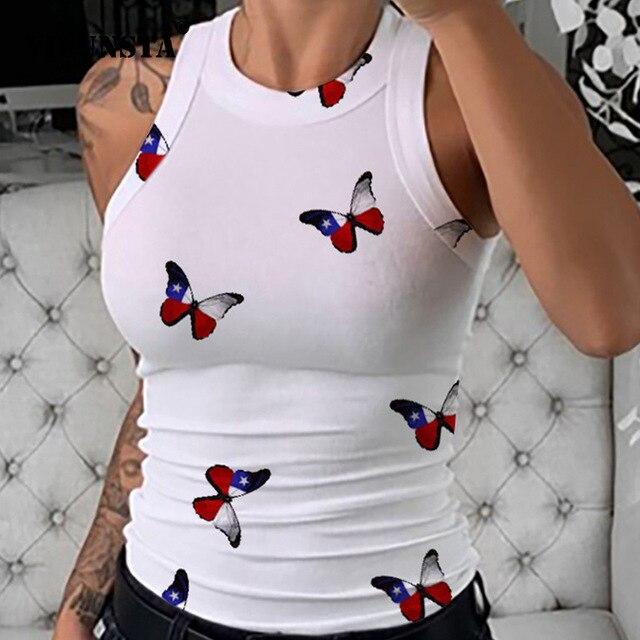 Summer Striped Print Sleeveless Knitted Blouse Shirts Hollow Out O Neck Womens Tops and Blouses Elegant Slim Fit Bodycon Blusas