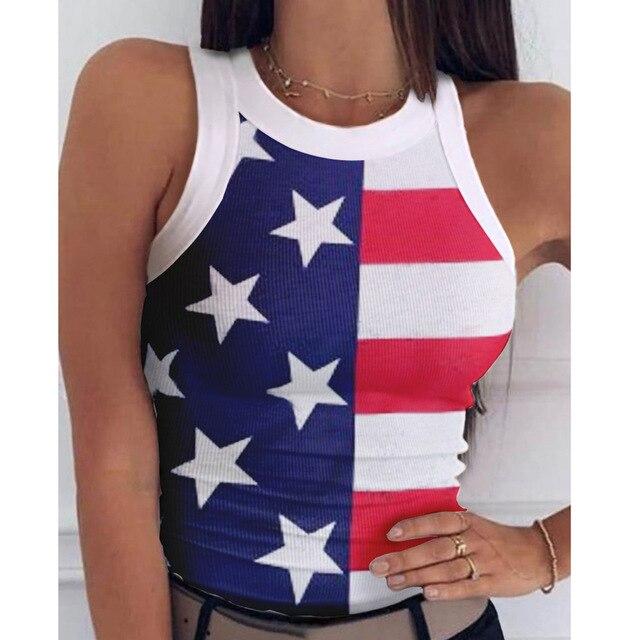 Summer Striped Print Sleeveless Knitted Blouse Shirts Hollow Out O Neck Womens Tops and Blouses Elegant Slim Fit Bodycon Blusas