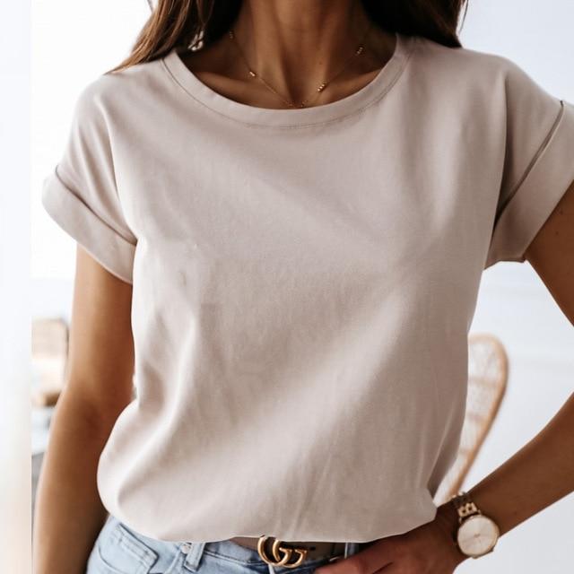 Butterfly Sleeve Women Shirt Blouse Casual Solid Ruffle Short Sleeve Shirt Summer Elegant O Neck Pullovers Tops Blusa Streetwear