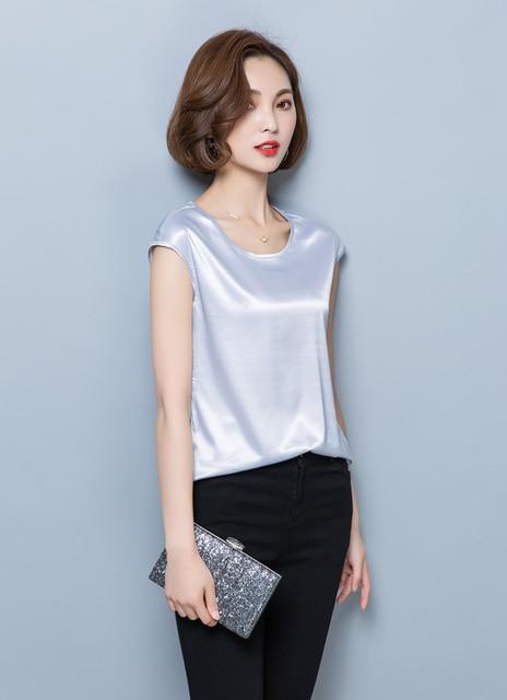 Women Blouses Casual OL Silk Blouse Summer Loose Basic Satin Shirt Work Wear Blusas Feminina Tops Shirts Plus Size XXXL/4XL Tops