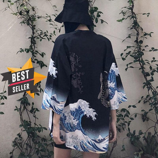 2019 Vintage Summer Printed Chiffon Sunscreen Harajuku Kimono Cardigan Outerwear Blouse Japanese Style Women Clothing