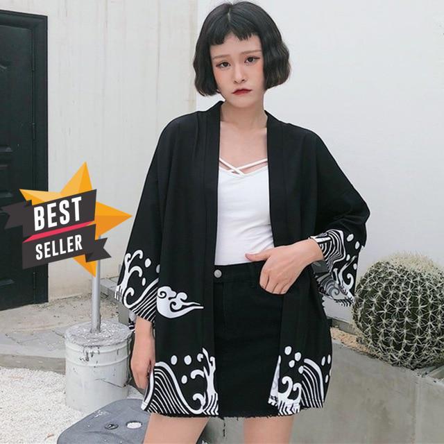 2019 Vintage Summer Printed Chiffon Sunscreen Harajuku Kimono Cardigan Outerwear Blouse Japanese Style Women Clothing