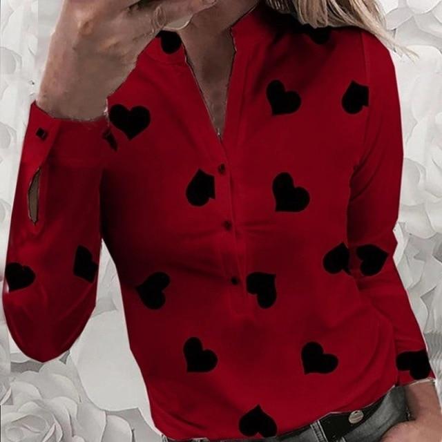 Women Chains Print Leisure Top Elegant 2020 Summer Adjustable Sleeve Button blouse shirt Office Lady Basic Blusas dropshipping