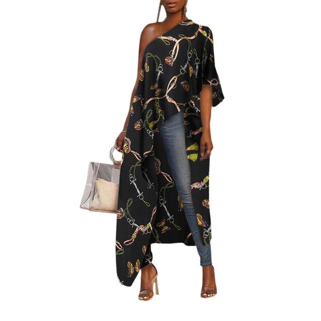 VONDA 2020 Summer Tunic Women Sexy Off One Shoulder Party Shirts Holiday Tops Plus Size Elegant Bohemian Blusas Femininas