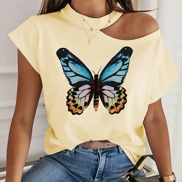 Sexy Off Shoulder Halter Women Shirt Blouse Elegant Off Shoulder Print Shirts Casual Female Summer Short Sleeve Basic Tops Blusa