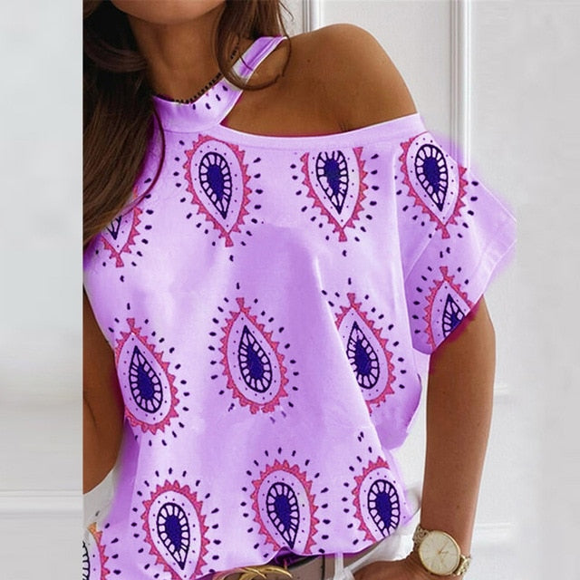 Sexy Off Shoulder Solid Color Blouse Women Shirts 2020 New Summer Short Sleeve Tops Casual Loose Halter Backless Ladies Blouses