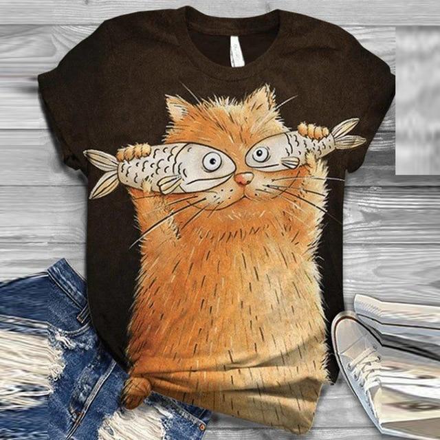 Casual Animal Print Women 3D Blouse Shirts 2020 Summer Short Sleeve Harajuku Tops Blusa Female Elegant O Neck Streetwear Blouses