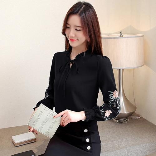 plus size women tops floral embroidery chiffon blouse shirt fashion womens tops and blouses 2020 long sleeve women shirt 1645 50