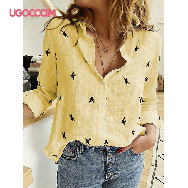 UGOCCAM Women Blouses Long Sleeve Autumn Blouse Women Blouse Shirt Office Elegant Work Shirt Plus Size Top blusas mujer de moda