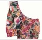 new women one shoulder elastic pleated short Shirt print blouses women lanminated ruffles roupas femininas chemise shirts LS4068