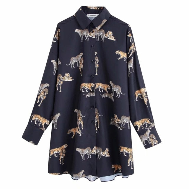 New 2020 women vintage animal print casual loose kimono blouse shirts women wild chic chemise blusas brand femininas tops LS6080
