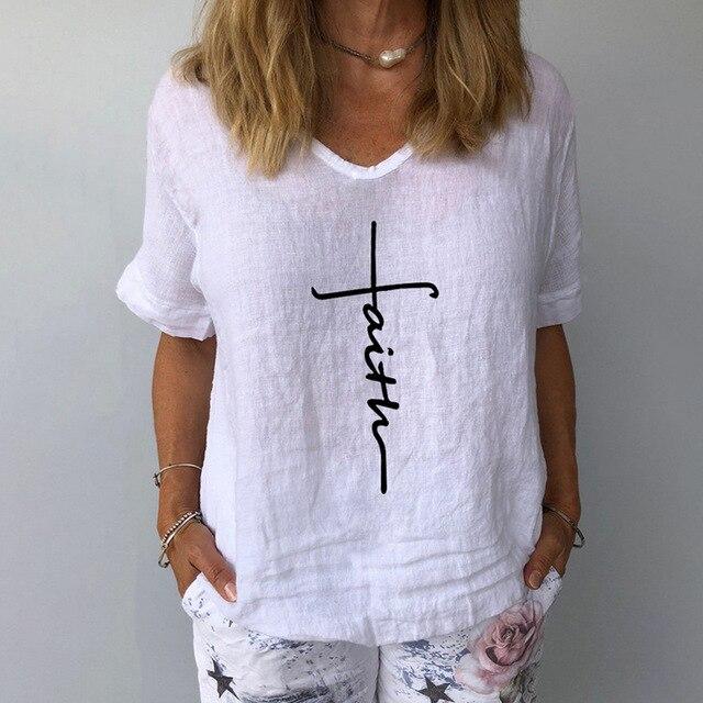 Elegant Linen Cotton Women Loose Shirt Summer V Neck Short Sleeve Blouse Shirts Casual Floral Print Ladies Tops Blusa Pullovers