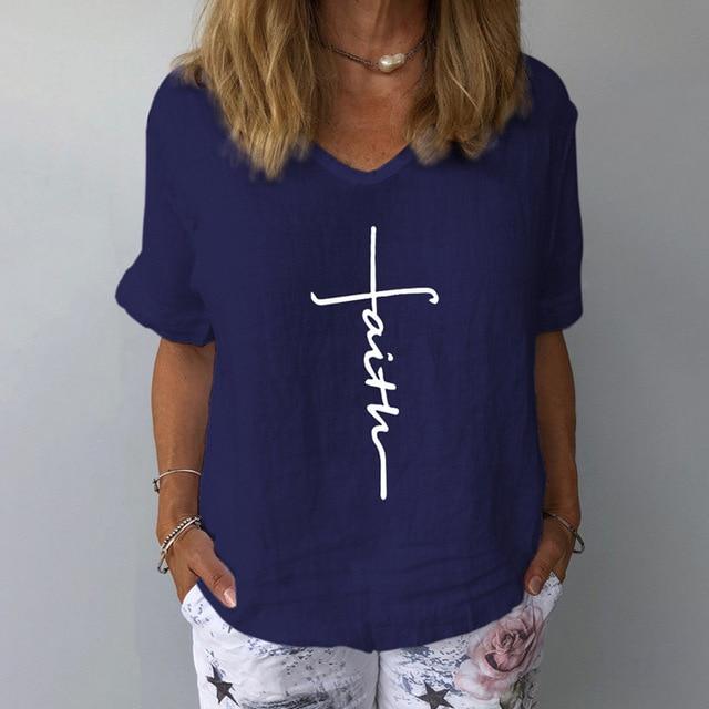 Elegant Linen Cotton Women Loose Shirt Summer V Neck Short Sleeve Blouse Shirts Casual Floral Print Ladies Tops Blusa Pullovers