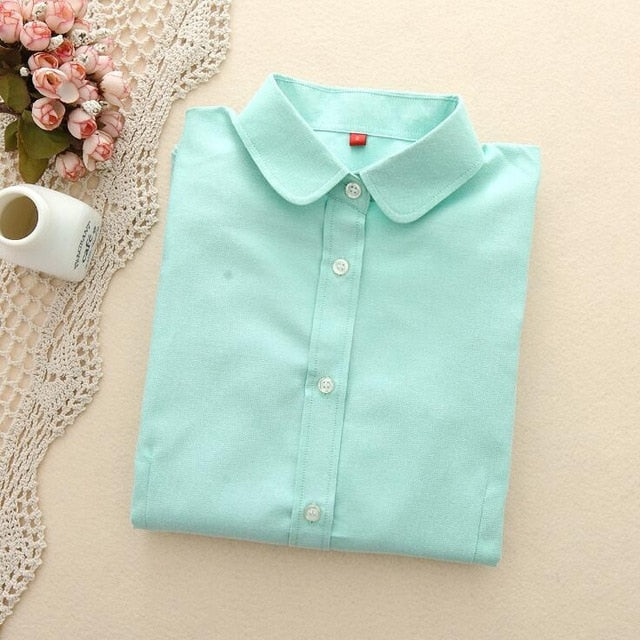 FEKEHA Women Blouses Long Sleeve Oxford Ladies Tops Office Long Sleeve Shirts Women Student Blusas Camisas Mujer
