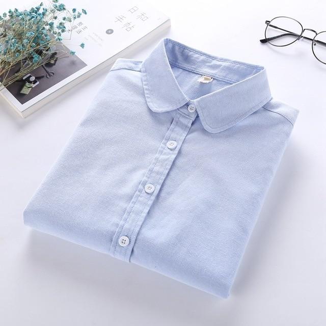 Women Blouse New Casual BRAND Long Sleeve Oxford White Blue Shirt Woman Office Wear Shirts High Quality Blusas Ladies Tops