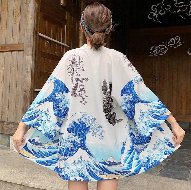 Womens tops and blouses 2020 harajuku kawaii shirt Japanese streetwear outfit kimono cardigan female yukata blouse women  AA001