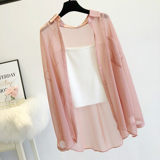 NIJIUDING Women Thin Coat Casual Summer Sun Protection Clothes Female Cardigan Shirt Clothing Tops Blouse For Woman Covers Blusa