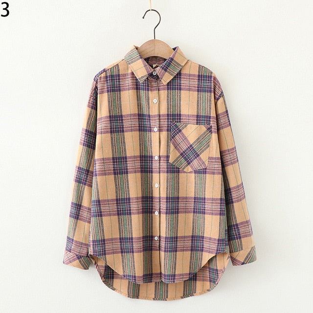 Plaid women loose shirts 2020 fashion ladies casual shirt long sleeve boho blouses vintage female tops streetwear girls chic