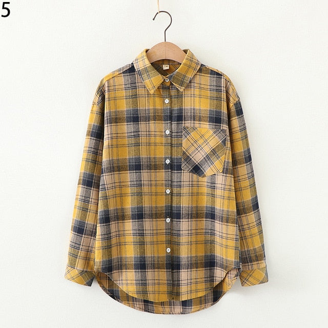 Plaid women loose shirts 2020 fashion ladies casual shirt long sleeve boho blouses vintage female tops streetwear girls chic