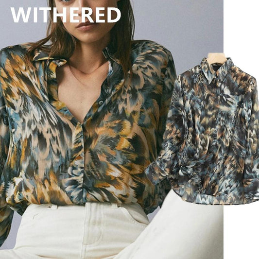 Withered 2020 england style office lady fashion elegant printing casual blouse women blusas mujer de moda 2020 loose shirt tops