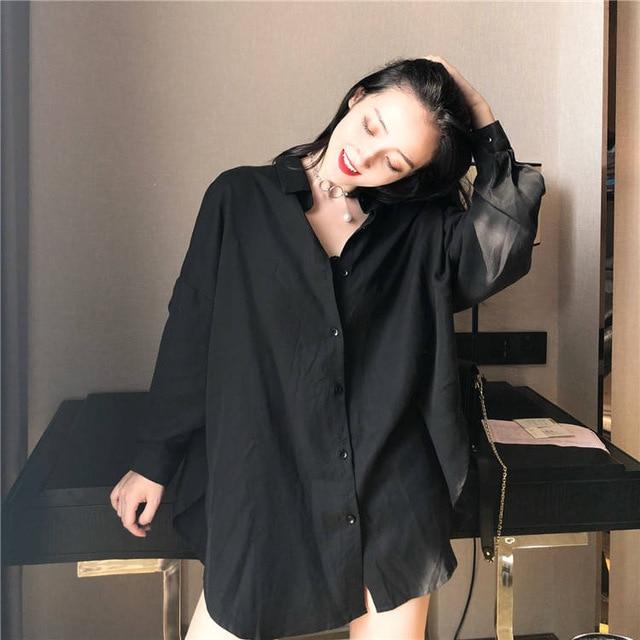 Blouse Women Shirts Black Long Sleeve Top Womens Tops and Blouses Harajuku Solid Simple All Match Classic Korean Fashion Casual