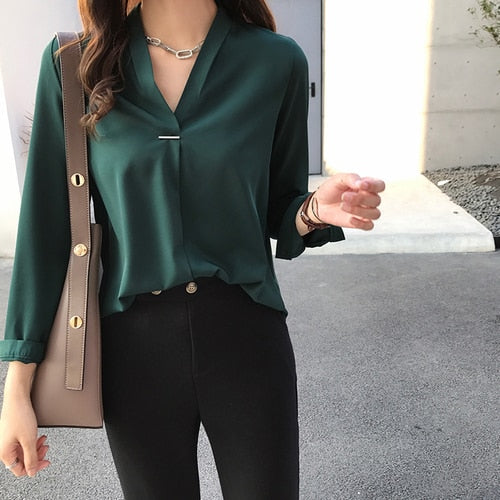 women chiffon blouse shirt long sleeve women shirts fashion womens tops and blouses 2020 3XL 4XL plus size women tops 1681 50