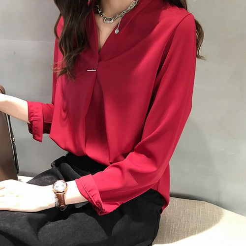 women chiffon blouse shirt long sleeve women shirts fashion womens tops and blouses 2020 3XL 4XL plus size women tops 1681 50
