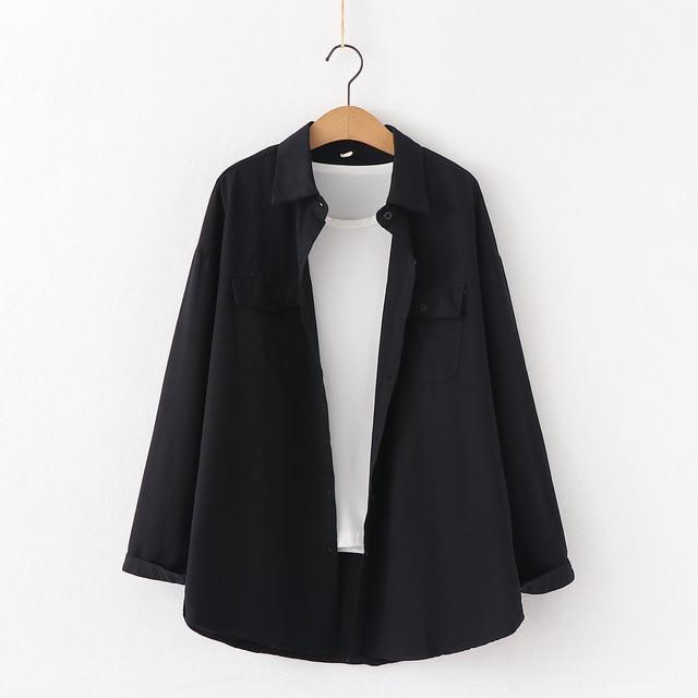 Fresh Simple Solid Color Loose Shirt Women 2020 Autumn New Woman Casual Long Sleeve Blouse Cotton Office Blouses Tops Blusas