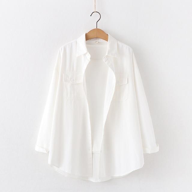 Fresh Simple Solid Color Loose Shirt Women 2020 Autumn New Woman Casual Long Sleeve Blouse Cotton Office Blouses Tops Blusas