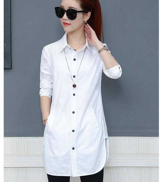 Long Style Women Spring Autumn Chiffon Blouses Shirts Lady Casual Long Sleeve Turn-down Collar Blusas Tops DF1703