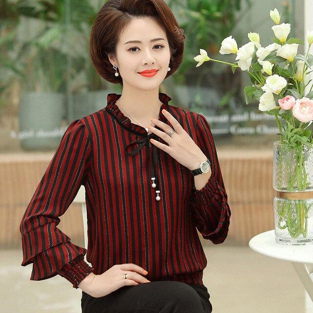 2020 summer trumpet long sleeve new versatile thin section slim slim vertical striped shirt  454