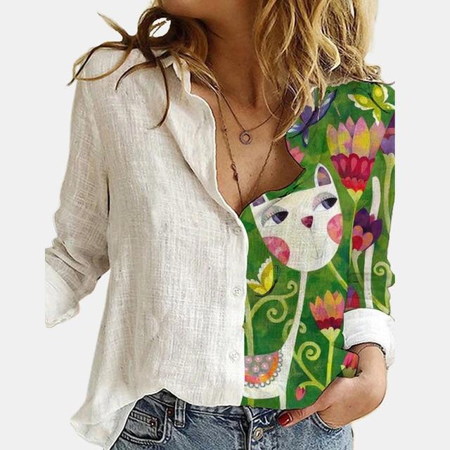 Autumn Women Elegant Turn-Down Collar Blouse Shirt 2020 Floral Print Vintage Button Top Office Lady Casual 5XL Long Sleeve Blusa