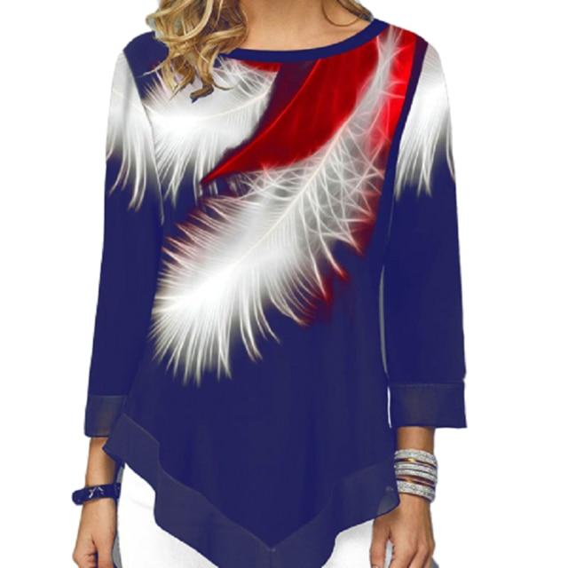 Plus Size Casual Spring Women Tops Seven Points Sleeve Shirts Loose Shirt 2020 Streetwear Women Print Blouse Elegant Ladies Tops