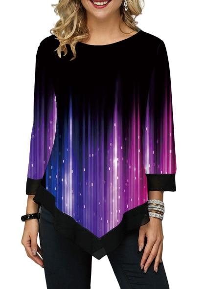 Plus Size Casual Spring Women Tops Seven Points Sleeve Shirts Loose Shirt 2020 Streetwear Women Print Blouse Elegant Ladies Tops