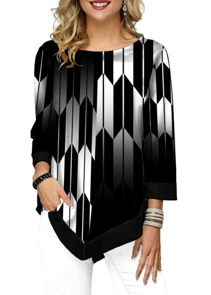 Plus Size Casual Spring Women Tops Seven Points Sleeve Shirts Loose Shirt 2020 Streetwear Women Print Blouse Elegant Ladies Tops