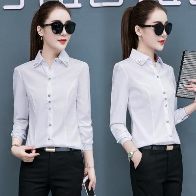 Chiffon Blouse Women's Autumn Plus Size Office Shirt Casual Tops Pink Blusas Mujer De Moda 2020 Oversized Lapel Student