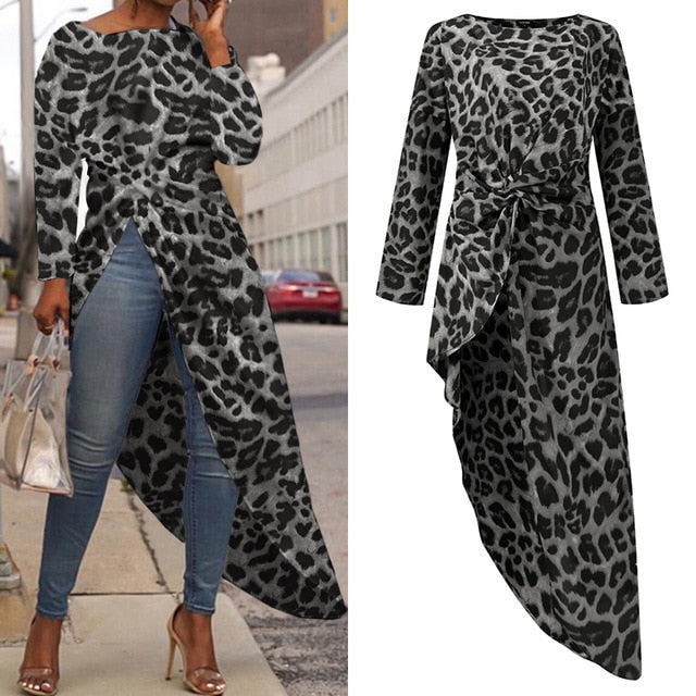 VONDA Women Asymmetrical Blouse Sexy Split Hem Striped Party Tops Long Ladies Office Shirts 2020 Women Tunic Plus Size Blusas