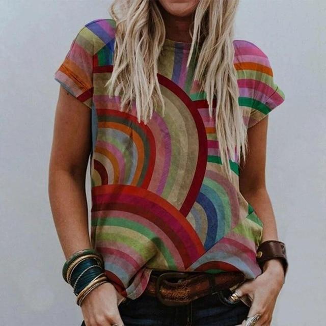 Summer Women Vintage Print Blouse Shirts 2020 Elegant O Neck Female Pullover Tops Casual Loose Short Sleeve Streetwear Blusa XXL